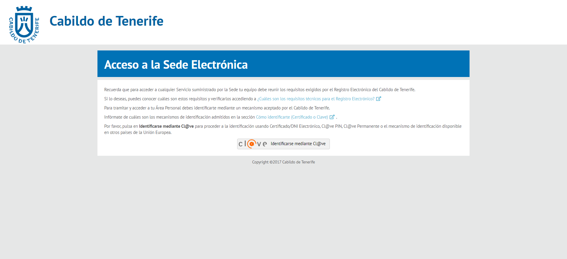 Identificación Sede Electrónica Cabildo de Tenerife