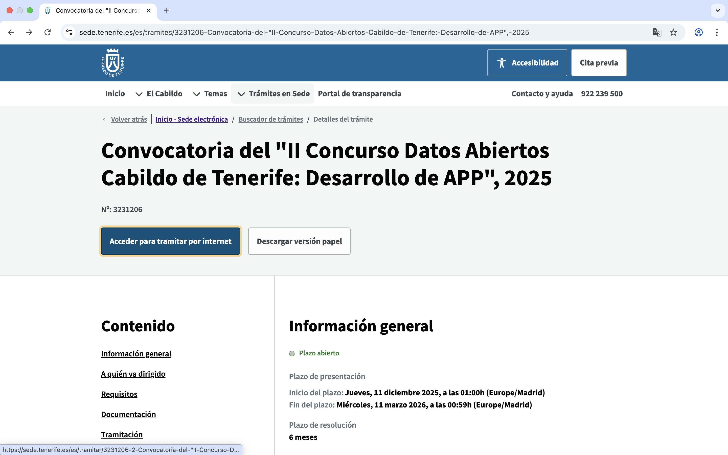 Convocatoria II Concurso Datos Abiertos Cabildo Tenerife